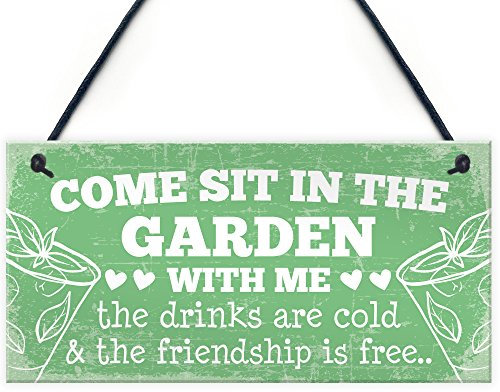 RED OCEAN Come Sit Shabby Chic Wall Signs Garden Sign Shed Plaques Alcohol Friendship Gifts