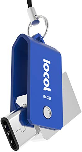 IOCOL dual USB Stick Mini: Ultra USB c Stick für typ Handy und Auto - 64GB Flash Drive in blau