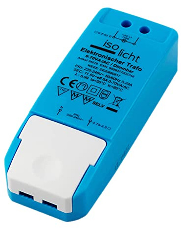 Aislado 20153 Fuente de alimentación del conductor LED Dimmable 20153, sin carga mínima, sin parpadeo de LED, sin ruido de transformador,11.5 / AC,0 a 70 W, MR16 GU5.3 Halógeno LED,70 VA,Paquete de 3