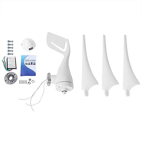 Vikye Grupo electrógeno de turbina eólica, 400W DC12V/24V Aerogenerador 3 Palas Kit de generador de Viento Horizontal para el hogar(12V)