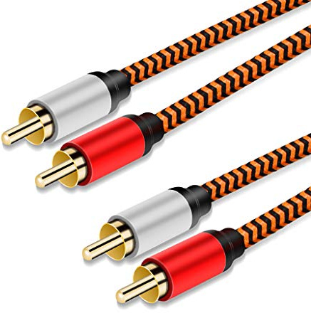 2RCA to 2RCA Cable 4M, Youii Gold-Plated [Copper Shell] [Heavy Duty] Nylon Braid 2 RCA Male to 2 RCA Male Jack Stereo Audio Cable, RCA Cable.