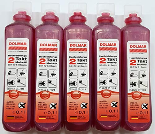 5 x 100 ml Motoröl für 2-Takt-Motoren 50:1 = 100ml für 5 Liter Benzin