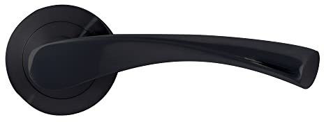 MICEL - 07077 - Juego de Manilla con Roseta Circular (50mm) para puerta de aluminio. Acabado negro. 50 x 125 mm