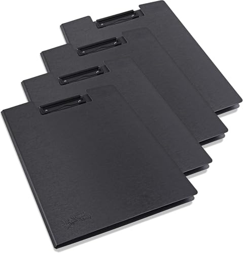 Rapesco 1641 A4 Foldover Clipboard, Black, Pack of 4