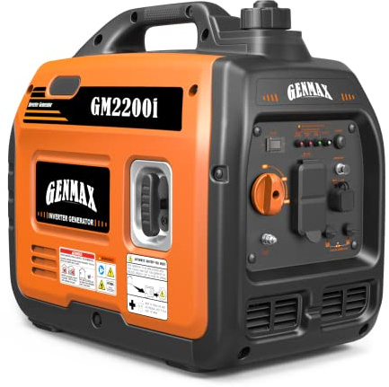 GENMAX Portable Generator，2200W Ultra-Quiet Gas Engine, EPA Compliant, Eco-Mode Feature, Ultra Lightweight for Backup Home Use & Camping (GM2200i)