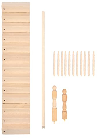 Zerodis Miniaturtreppe 1:12 Holzhandlauf DIY Treppe Puppenhaus Zubehör, Vormontierte Stufen Modellhandwerk(rechte Armlehne)