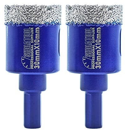 SHDIATOOL Diamond Drill Core Bits 2PC 30mm Triangle Shank Hole Saw for Porcelain Tile Marble Ceramic Granite