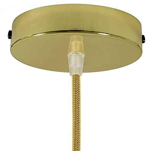 Baldachin für Texilkabel, Lampen Baldachin Metall. 1/2/3/5/7 Loch. Weiß, Schwarz, Chrom, Kupfer, Messing, Perlschwarz (1 Loch Messing)