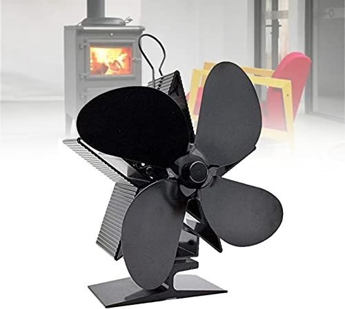 DYK&NX Mini Heat Powered Stove Fan, Silent Operational Temperature Fan for Home Wood Burning Stove Silent Indoor Stove Accessory Heat Distribution-Black