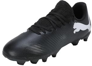 PUMA Unisex Kids Future 7 Play Fg/Ag Jr Zapatos de fútbol, Puma Black Puma White, 37 EU