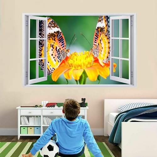 Kuletkear 3D Wall Decor, Pansies Removable Wall Sticker Room Waterproof Mural Decals Wall Hole Decal for Girls Kids Bedroom Nursery Classroom Party Decoration Wallpaper Wedding Decor Gift 67x45cm