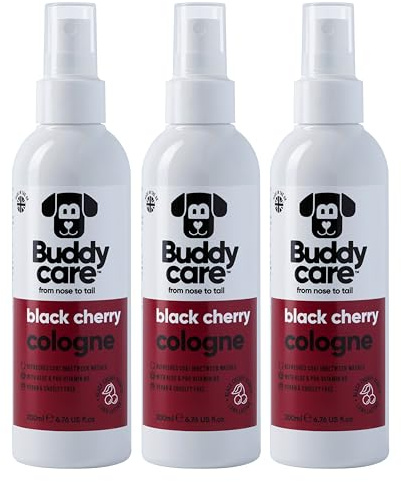 Buddycare | Eau de Cologne för hundar – Köln med djärv fruktig doft för hundar – kyler mellan hundtvättar, syrlig körsbär, 200 ml (set om 1)