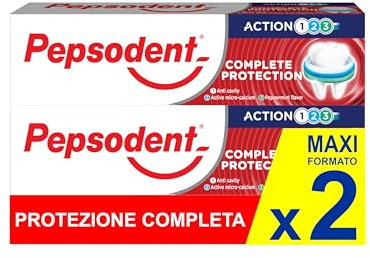 Pepsodent Vollständiger Schutz Zahnpasta mit Fluor und Kalzium zur Verteidigung von Karies den ganzen Tag 75 ml (2 x 75 ml)