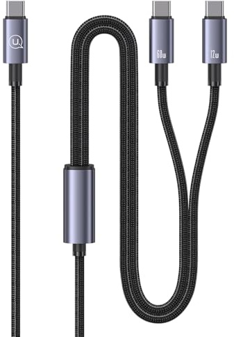 enablink USB C Multi Kabel, 2 in 1 3A 1.2M USB C auf USB C Ladekabel 60W 12W Schnellladekabel Kompatibel mit Phone 17/16 / 15 Pro Max/MaBook/Galaxy/Tablets, Flecht-Design