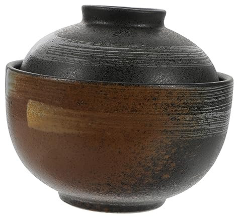 Alipis Bol à Soupe En Céramique Avec Couvercle, Moyen, Résistant à La Chaleur, Cuisson Vapeur, Vaisselle Japonaise Pour Maison Cuisine, Pot à Dessert Pratique