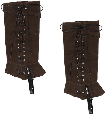 Halloween Piraten Stiefel Mittelalter Stiefel Abdeckungen Mittelalter Gamasche Ritter Beinschoner Steampunk Wikinger Beinwickel Verstellbar Kunstleder Kostüm Deluxe Punk Kostüm Fasching Kostüm für