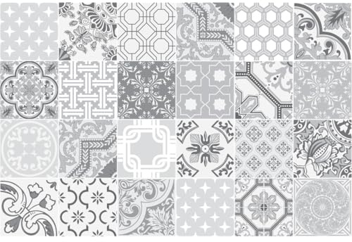 Ambiance Azulejos Demnia - Adhesivo decorativo para pared (24 pegatinas de 20 x 20 cm), diseño de azulejos de cemento
