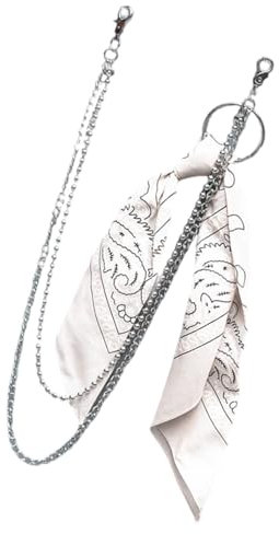 KMGDM Punk-Hosenkette für Jeans, Geldbörse, Schmuck, Uni, Bandana, Hose, ästhetische Kette, für den täglichen Gebrauch und Partys, 65cm/ 80cm, Bandana Size: 55x55cm, Polyesterlegierung, Kein