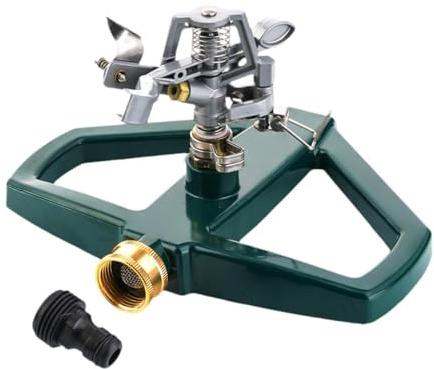 F Fityle Garden Hose Sprinkler Auto Irrigation System Large Area Coverage Heavy Duty with Metal Base 360° Rotating for Yard Flowerbed
