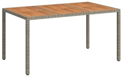 vidaXL Garten-Esstisch Grau 150 x 90 x 75 cm Poly-Rattan, Garten und Terrasse, Moderne Poly-Rattan Möbel, strapazierfähiger Esstisch, stylische Patios, rustikales Design