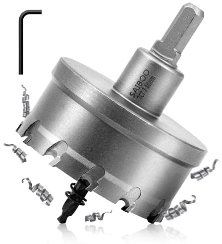 SAIBOO Lochsäge Hartmetall-Bohrer, TCT-Metall Lochsäge Bohrer TCT-Bohrer-Lochsägen mit Zentrierbohrer für Löchern in Edelstahl, Baustahl, Legierung, Eisen, Aluminium, Kupfer, Messing (68 mm)