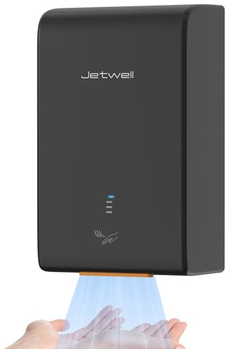 JETWELL ADA Compliant Hand Dryer, ABS Plastic Cover Hard Wired Design, AC 110V-130V JW2825 (Black)