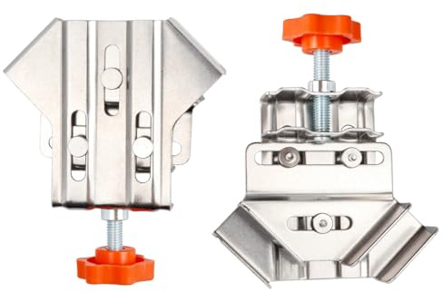 Treki 2PCS Abrazadera Angular de 90° Abrazadera de Esquina para Madera Clip de Esquina de Acero Inoxidable Ajustable Sargentos Carpintero para Carpintería Ingeniería Marcos de Fotos