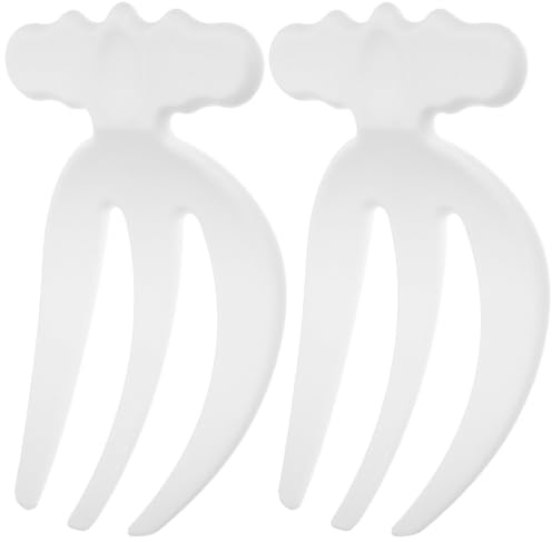 TOYANDONA Manos De Ensalada De Plástico Reutilizables Blancas, Tenedores Garra para Servir Ensalada y Fruta, Utensilios Multifuncionales De Cocina, Set 2 Piezas para Mezclar y Servir Comidas