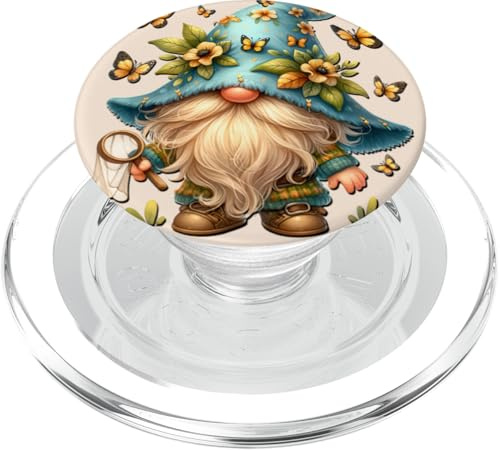 Butterfly Dad Gnome With Floral Flower Hat For Spring Time PopSockets PopGrip per MagSafe