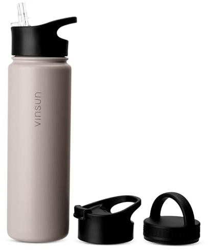 Vinsun Vattenflaska i Rostfritt Stål 750ml – Sugrör, Dryckesöppning, Vridförslutning – Läckagesäker, BPA-fri, Dubbelväggig – Termosflaska Sport, Skola