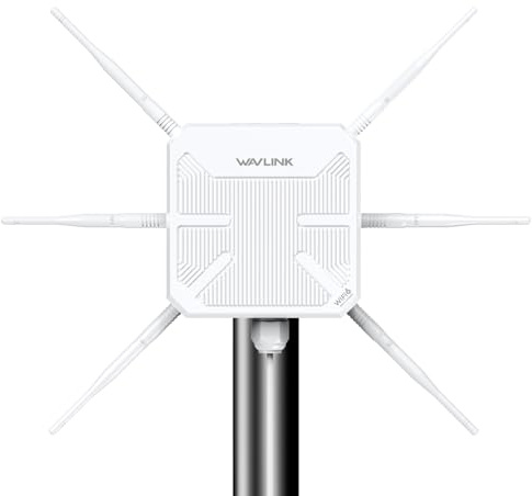 WAVLINK AX3000 Outdoor WiFi 6 Extender, 2026 Long Range Outdoor Access Point, 6x7dBi High-Gain Antennas, PoE Powered, IP67 Waterproof Lightning Protection, Starlink Compatible for Farm, RV, Cameras
