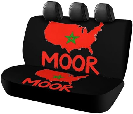 Car Rear Seats Cover Moor Flag USA Map Red and Green Star Full Wrap Washable Bucket Seat Cushion Protector Universal Rear Split Bench Backseats Covers Truck