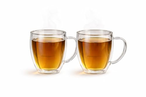 Posten Anker 2er Set Premium doppelwandige Teegläser aus Borosilikatglas – 300 ml, hitzebeständig & elegant isoliert -Tee Gläser - Teeglas - Geschenkset