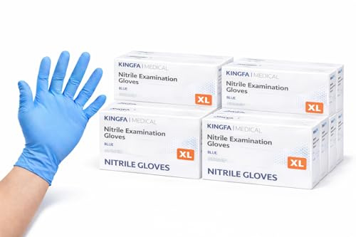Alupedia Nitrilhandschuhe Blau Puderfrei & Latexfrei – Einweghandschuhe/Einmalhandschuhe Reißfest – Medizinische Untersuchungshandschuhe für Reinigung, Gastronomie, Tattoo & Haushalt (1000, XL)