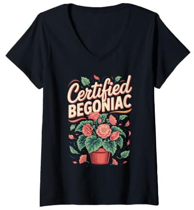 Women's Certified Begoniac Begonia Houseplant Plant Lover V-Neck T-Shirt