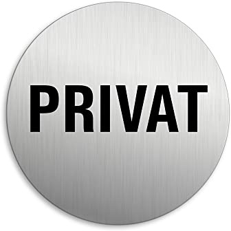 Schild Privat Ø 75 mm Türschild aus Aluminium vertikal gebürstet Edelstahloptik 8516-K