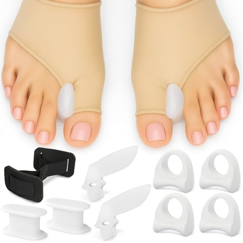 ViveSole Bunion Corrector For Women and Relief Kit (11 Pcs)-Protector Sleeve for Hammer Toe & Foot Pain-Orthopedic Spacer Brace Guard-Hallux Valgus Splint, Big Joint Straightener & Separator Treatment