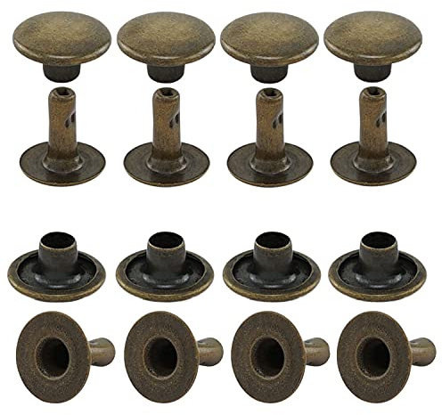 Hohlnieten, Einzelkopf, zweiteilig, Messing, rostfrei - ab 100 Stück, antik, 5 mm