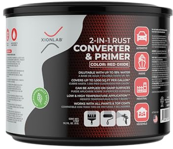 Xion Lab 2 in 1 Rust Converter & Metal Primer - Covers Up to 4X More - Industrial Grade Water Based UV Resistant Rust Reformer - No Top Coat Needed - Rust Inhibitor Works On Damp Surfaces (Pint)