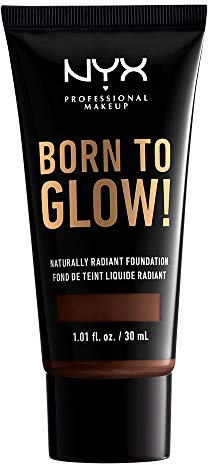 NYX PROFESSIONAL MAKEUP Born To Glow Naturally Radiant Foundation, mittlere Deckkraft, tiefer Espresso