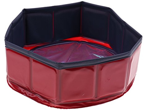 Tenlacum Faltbarer Planschbecken für Hunde, für den Sommer, für den Garten, 30 cm, Rot
