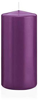 INNA-Glas Candela votiva/Candela a Colonna Maeva, Viola, 15cm, Ø7cm, 63h - Made in Germany - Candela di Cera/Candela Decorativa