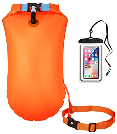 Bouée de Natation avec Sac Etanche 20L,Swim Buoy, Bouée de Natation Triathlon, Nager Bouée pour Nageurs et Triathlètes à l'extérieur, Flotteur de Nage Gonflable Très Visible.