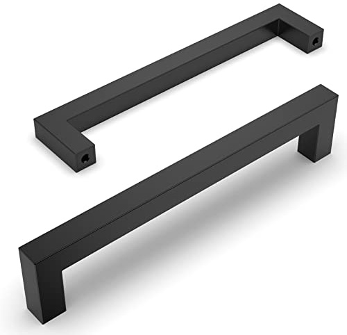 Amerdeco 20 Stück Möbelgriffe Edelstahl Schwarz Schrankgriffe Küchengriffe 160mm Lochabstand Schubladen Griffe Schubladengriffe Griffe für Küchenschränke Kleiderschrank