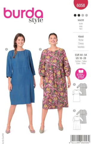 Burda B6058 Patron de Couture, Papier, Blanc, 44-54
