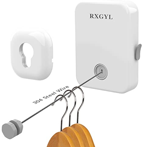 Retractable Washing Line Indoor Clothes Line 14ft, Wall Mounted Heavy Duty Retractable Clothes Line Laundry Line Can Hanging Clothes 55lb, Indoor Washing Line Retractable Best Gift For Family
