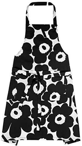 Marimekko Pieni Unikko Apron; 84 x 85 - white, black