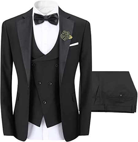 Sliktaa Homme Costume 3 Pièces Slim Fit Un Bouton Mariage et Dîner | Tissu souple aéré, coupe moderne ajustée, finitions élégantes pour cérémonies et repas de soirée masculins