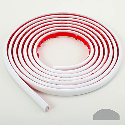 Gaahing Flexible Zierleiste Selbstklebend, Weiß Deckenleisten für Boden, Aufkantung, Fliesenkante und Eckendekor, Schälen und aufkleben, 5m x 12.7mm