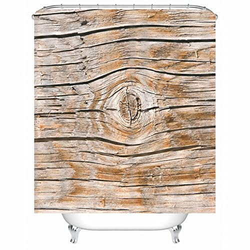 EHOMERY Tenda per Doccia Ad Ombrello Tenda da Bagno Vasca Disegno della Plancia Tenda Doccia Città Stoffa per Tende Vetras Bagno Polyester Marrone con 12 Anelli di Sospensione, 180X180Cm